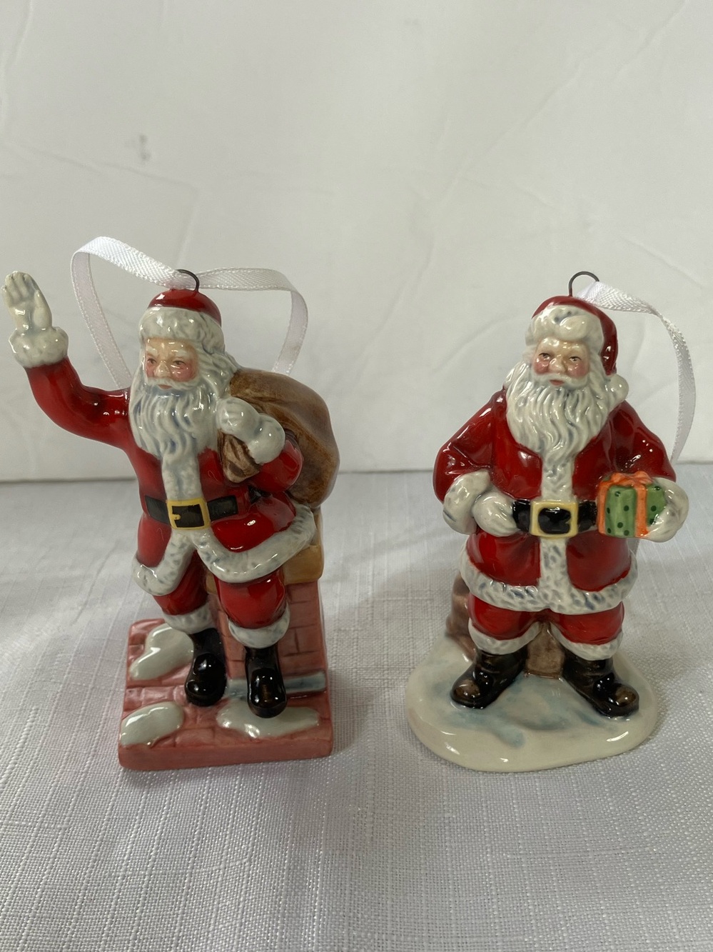 Royal Doulton London 1815 set of 2 Porcelain Santa Ornaments